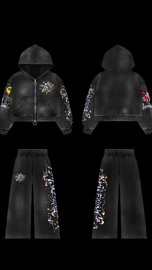 Eccentric Zip up Sweatsuit